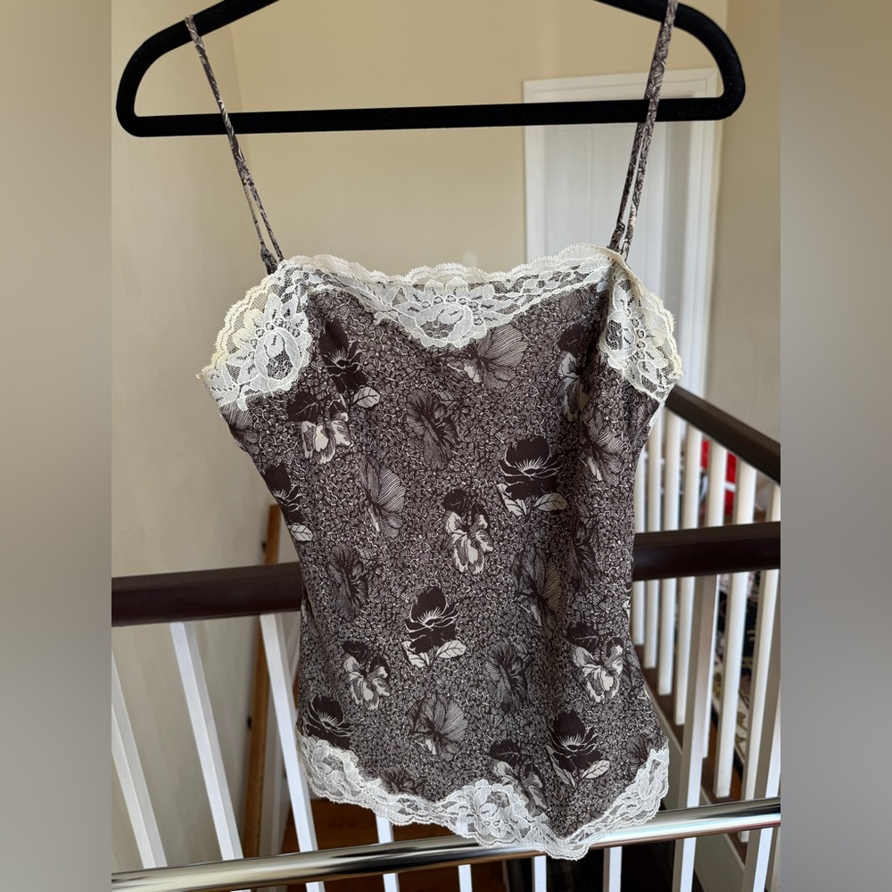Ann Taylor Black and White Floral Camisole